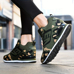 Women's Camo Sneakers Knitted Letter Non Slip Outdoor Shoes