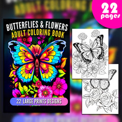 Butterflies & Flowers Coloring Book - Watercolor Paper Designs