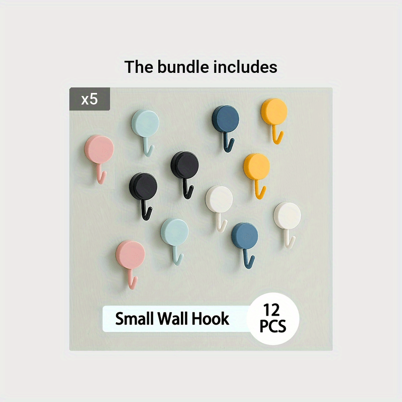 12pcs Adhesive Hooks Waterproof Wall Hangers for Office Bathroom
