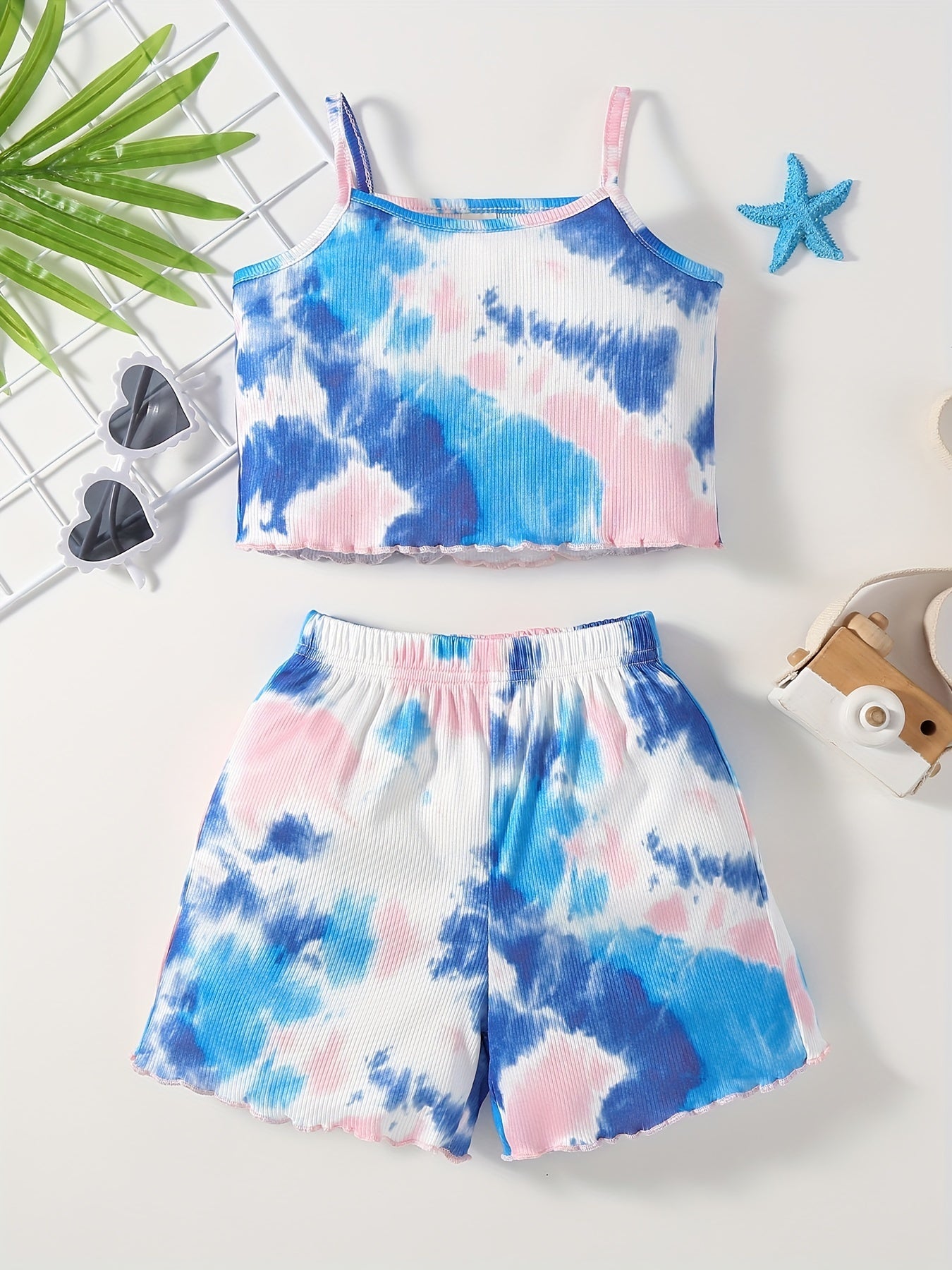 Girls Camisole & Shorts Set Gradient Casual Summer Kids Clothes