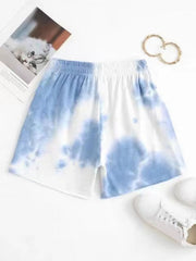 Women's Tie Dye Dolphin Shorts with Knot Waist