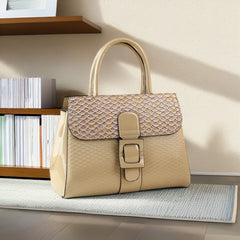 Vintage Handbag with Metallic Fish Scale Texture & Clasp