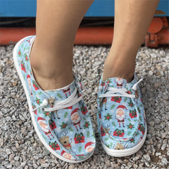 Women's Christmas Print Shoes Lightweight Lace Up Low Top Walking Shoes