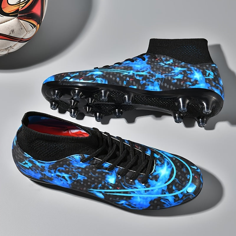 Men's Long Spikes Soccer Training Shoes with Stripes