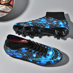 Men's Long Spikes Soccer Training Shoes with Stripes