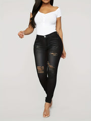 Distressed High Waist Skinny Jeans