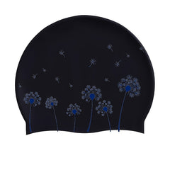 Dandelion Print Unisex Silicon Swim Cap Elastic Stretchy Durable Water Port Swim