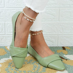 Pointed Toe Flat Shoes Slip On Soft Sole Faux Leather Ballet Flats