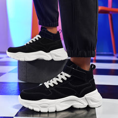 Men's High Top Chunky Shoes Comfy Non Slip Lace Up Casual Sneakers