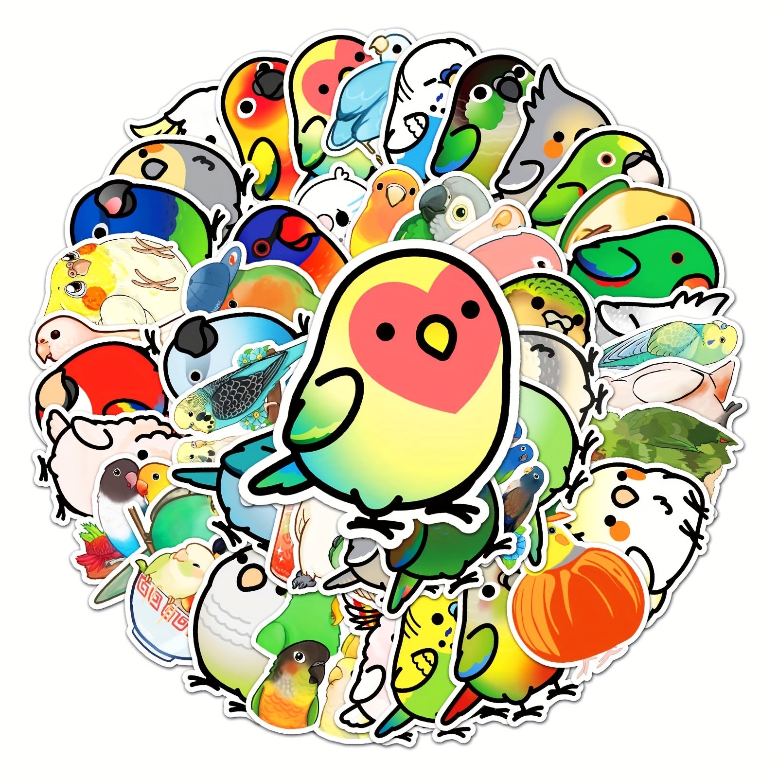 50pcs Parrot Pattern Stickers Waterproof for Water Bottles Laptop