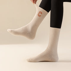 C Print Crew Socks Comfy All match Mid Tube Socks Women's Stockings