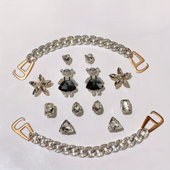 14pcs Rhinestone Bear & Chain Shoe Charms for Clogs Garden Shoes DIY Accessories