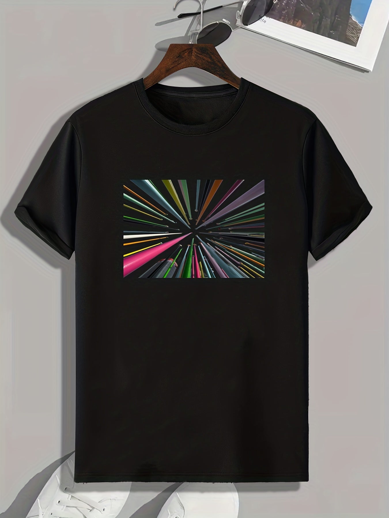 Striped Print Men's Comfy T-shirt for Outdoor Summer