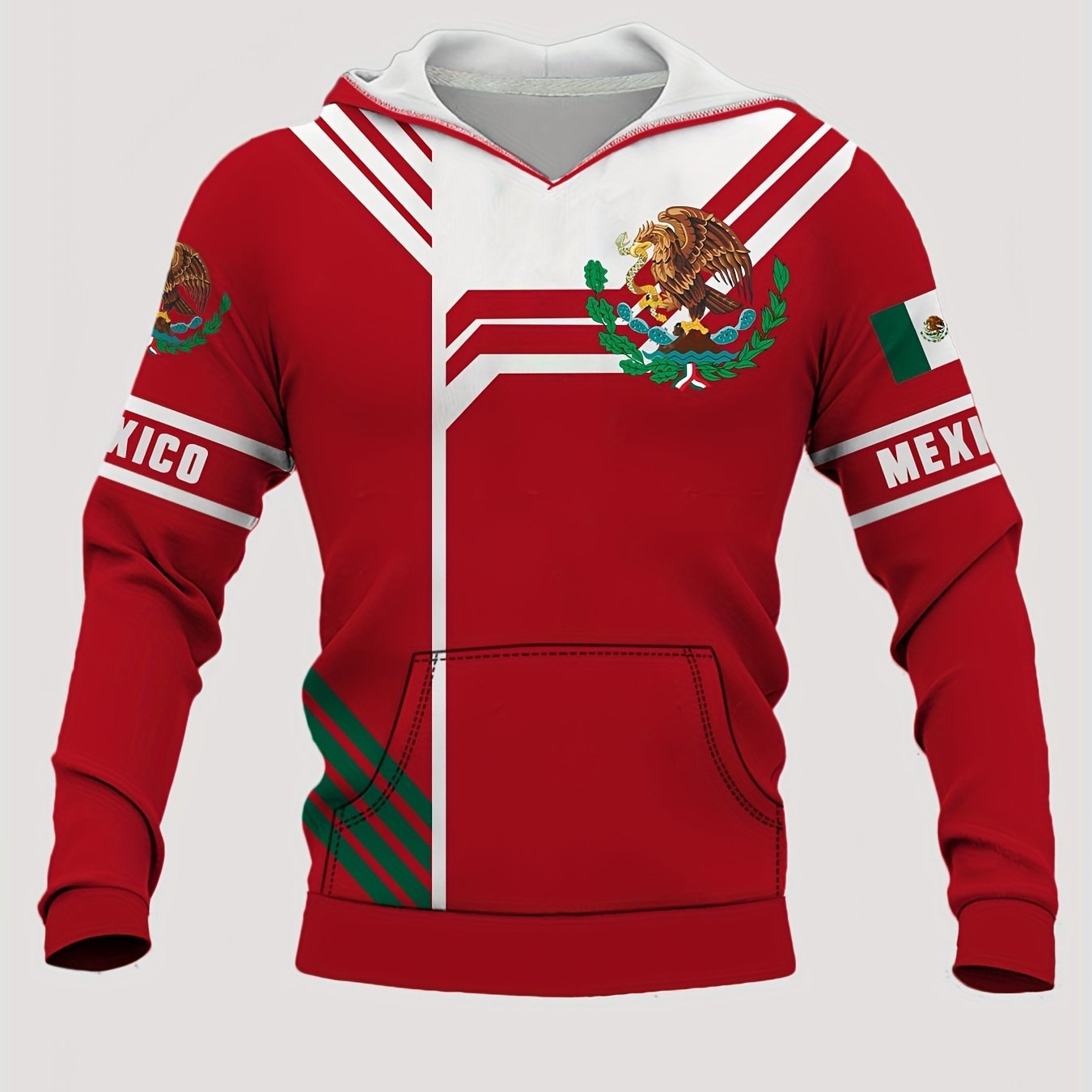 Mexico Eagle Print Hoodies For Men Comfy Pullover