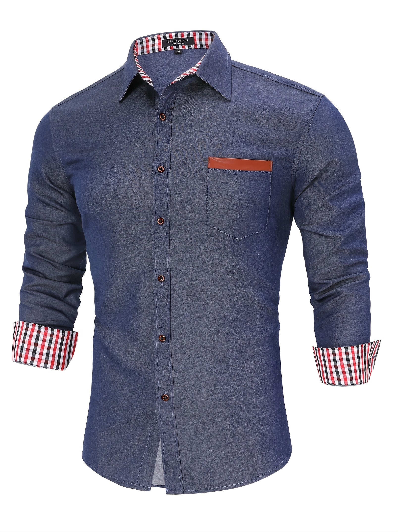 Men's Denim Stripe Lining Button Up Shirt