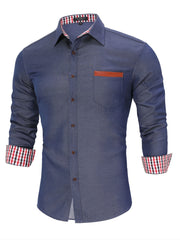Men's Denim Stripe Lining Button Up Shirt