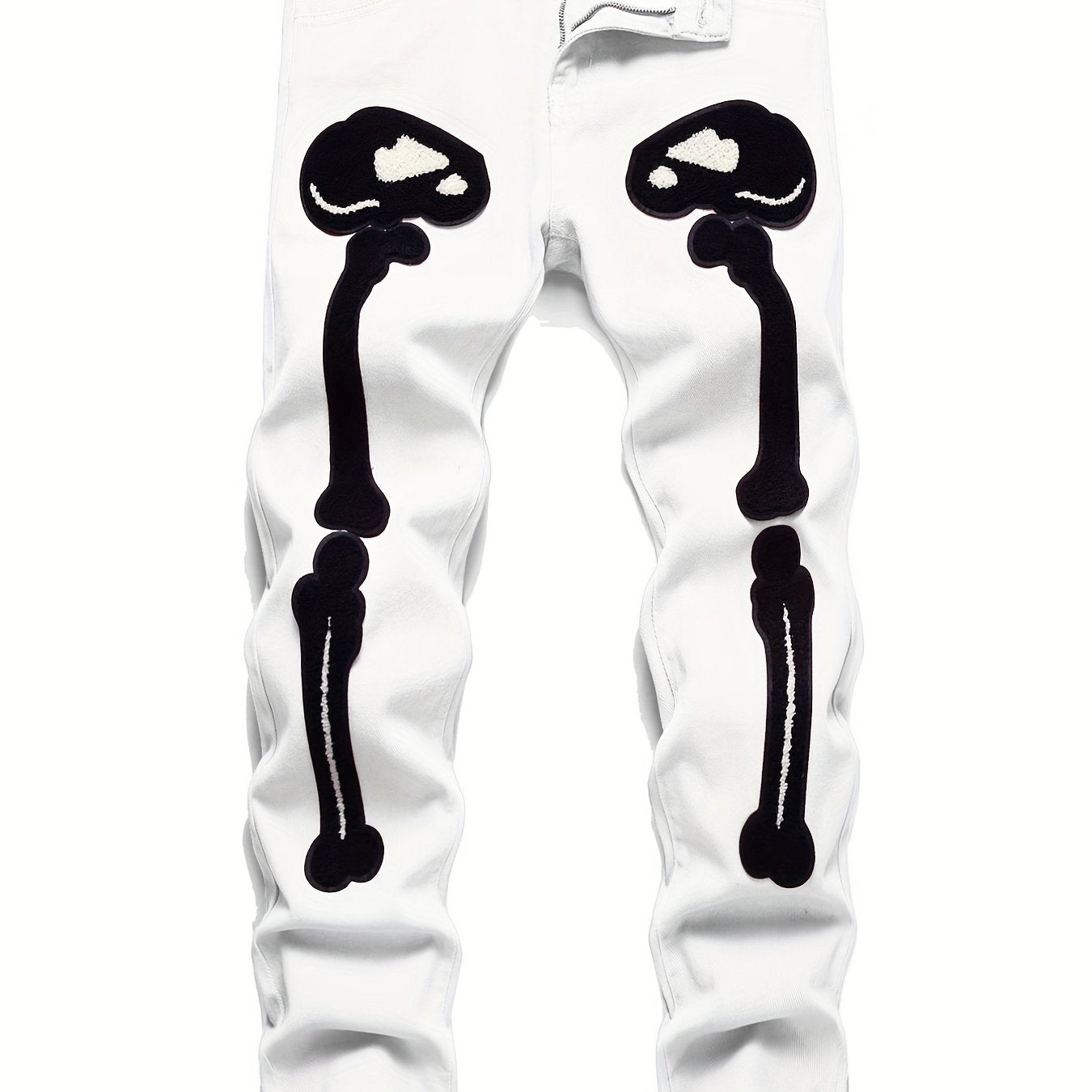Men's Slim Fit Embroidery Jeans Street Style Denim Pants