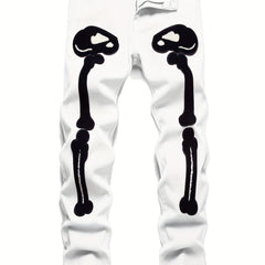 Men's Slim Fit Embroidery Jeans Street Style Denim Pants