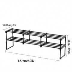 Metal 3-Layer Shoes Rack Standing Shoes Storage Shelf