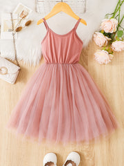 Girls Tutu Dress Sleeveless Mesh Princess Dresses For Party Dance Performance