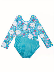 Girl's Cartoon Cat Gymnastics Long Sleeve Leotard