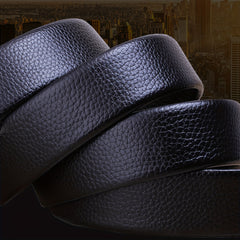 Men's Casual Belt with Automatic Buckle and Two Layer Cowhide