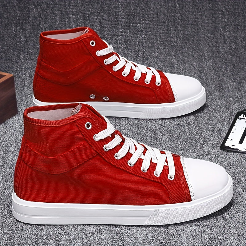 Women's Red High Top Canvas Shoes Casual Lace Up Skate Shoes