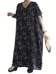 Floral Print V Neck Tank Dress Plus Size