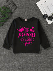 Girls' Princess Crew Neck Sweatshirt Pullover, Long Sleeve Top for Autumn Spring