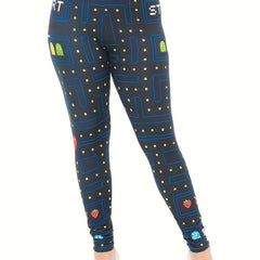 Casual Leggings Women's Plus Pixel Monster & Fruit Print Leggings