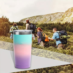 20oz Stainless Steel Water Cup Straw Gradient Bottle for Sports Fitness Travel