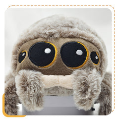 Gray & Brown Plush Spider Toy with Expressive Eyes Soft Stuffed Animal