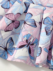 Girls Casual Butterfly High Waist Pleated Skirt - All Seasons