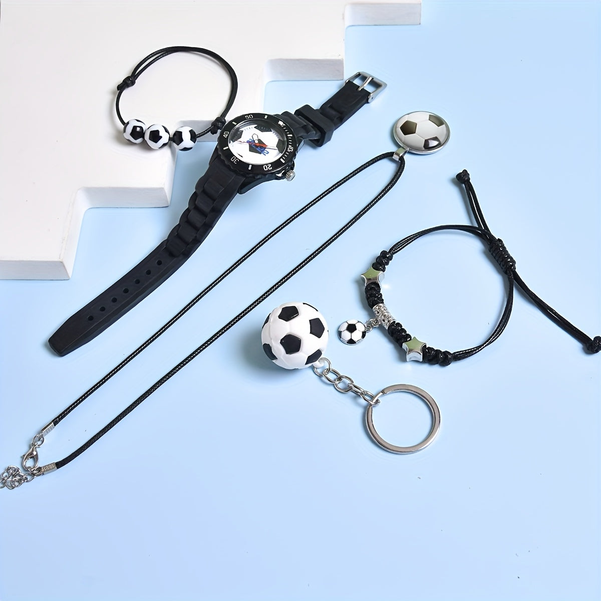 Boys Football Quartz Watch Set 6pcs