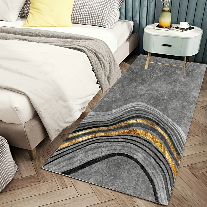 Light Grey Geometric Pattern Indoor Mat Crystal Velvet Area Rug