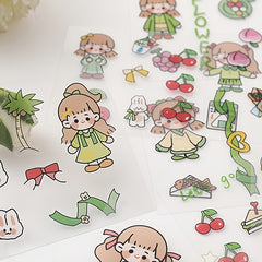 20pcs PET Cartoon Girl Characters Hand Tent Decorative Stickers