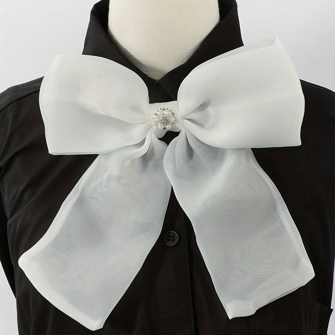 Faux Pearl Bow Tie for Women Dress Shirt