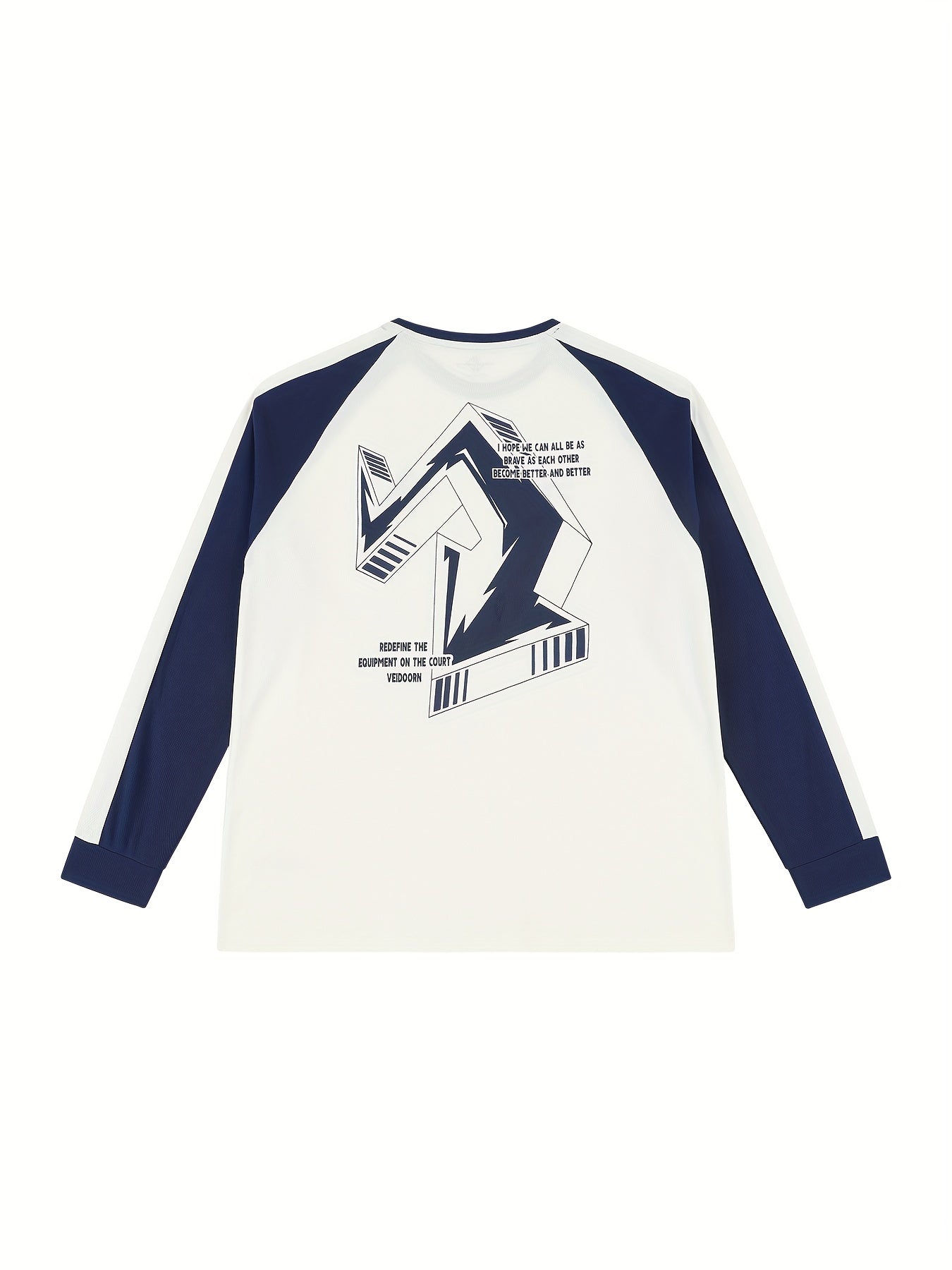 Men's Graffiti Pattern Long Sleeve Crew Neck Block Shirt Lightweight