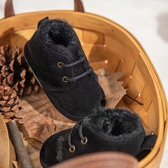 Soft Warm Lace Up Boots for Baby Boys with Fleece Lining
