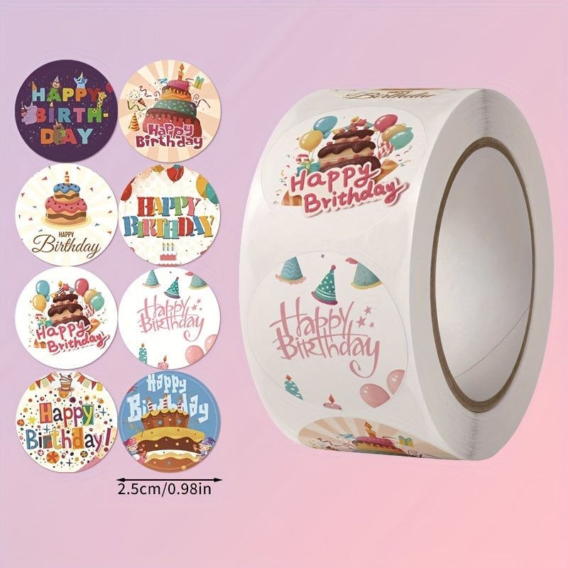500 Happy Birthday Stickers Cake Decoration Sealing Gift Seal Sticker