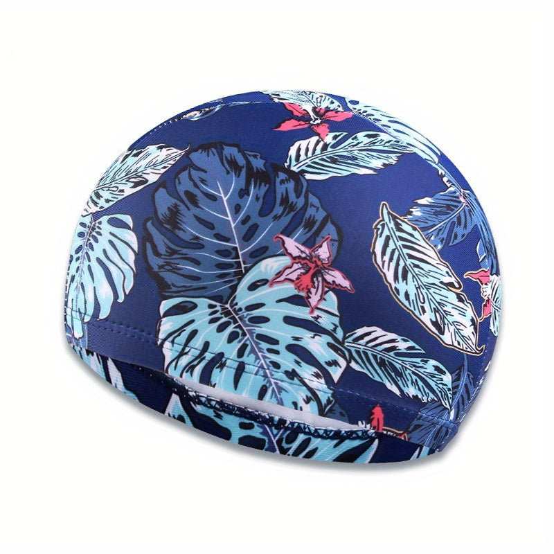 Breathable Swimming Cap Flowers Printed Long Hair Sport Pool Bathing Hat