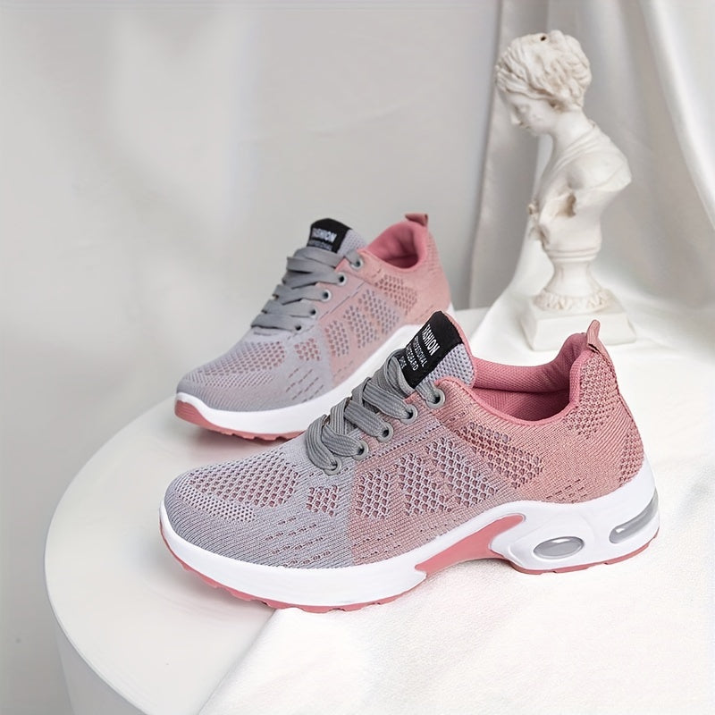 Women's Breathable Mesh Sneakers Low Top Lace Up Running Shoes