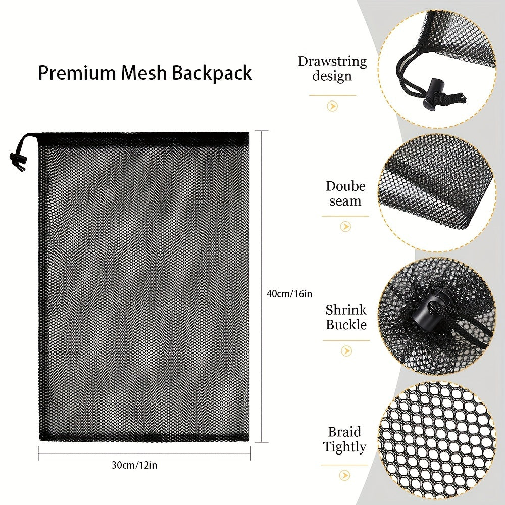10pcs Mesh Laundry Bags Drawstring Large Storage Bag for Dorm Travel Camping