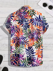 Hawaiian Flower Print Men's Casual Short Sleeve Shirt