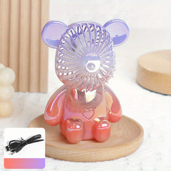 Colorful Bear Fan Handheld Mini Fan USB Charging Desk Top Decoration Fan