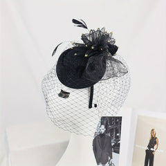 Vintage Tea Party Hat with Veil Netting for Weddings