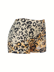 Sexy Shorts Women's Plus Slogan & Leopard Print