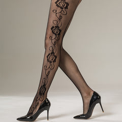 Flower Jacquard Pantyhose High Waist Fishnet Tights Women's Stockings