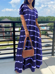 Striped Ruffle Sleeve Tee Dress