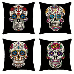 Funny Flower Skull Throw Pillow Covers